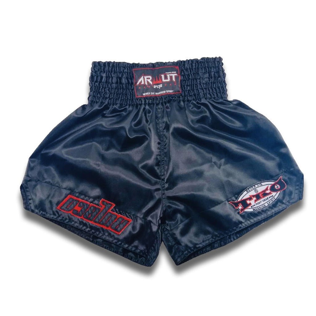 Arwut Classic Black Muay Thai Shorts Black/Red