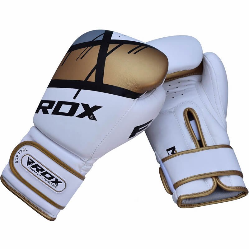 RDX Boxing Gloves F7 White and Gold