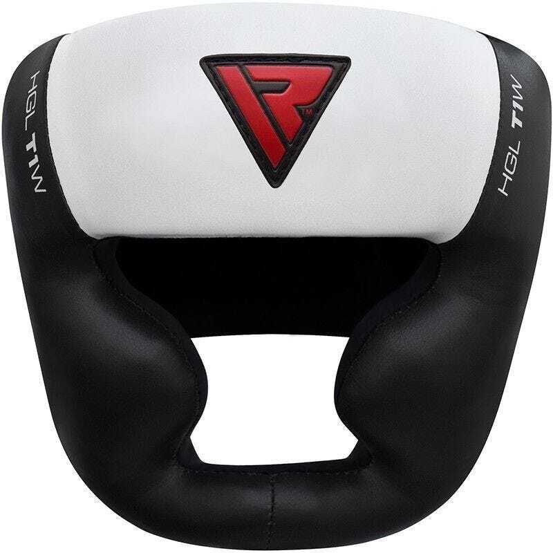 RDX Full Face Boxing Head Guard Leather White / Black T1