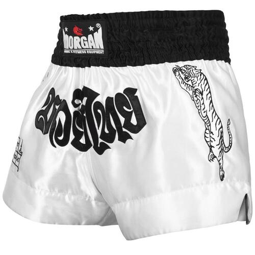Morgan v2 white tiger muay thai shorts