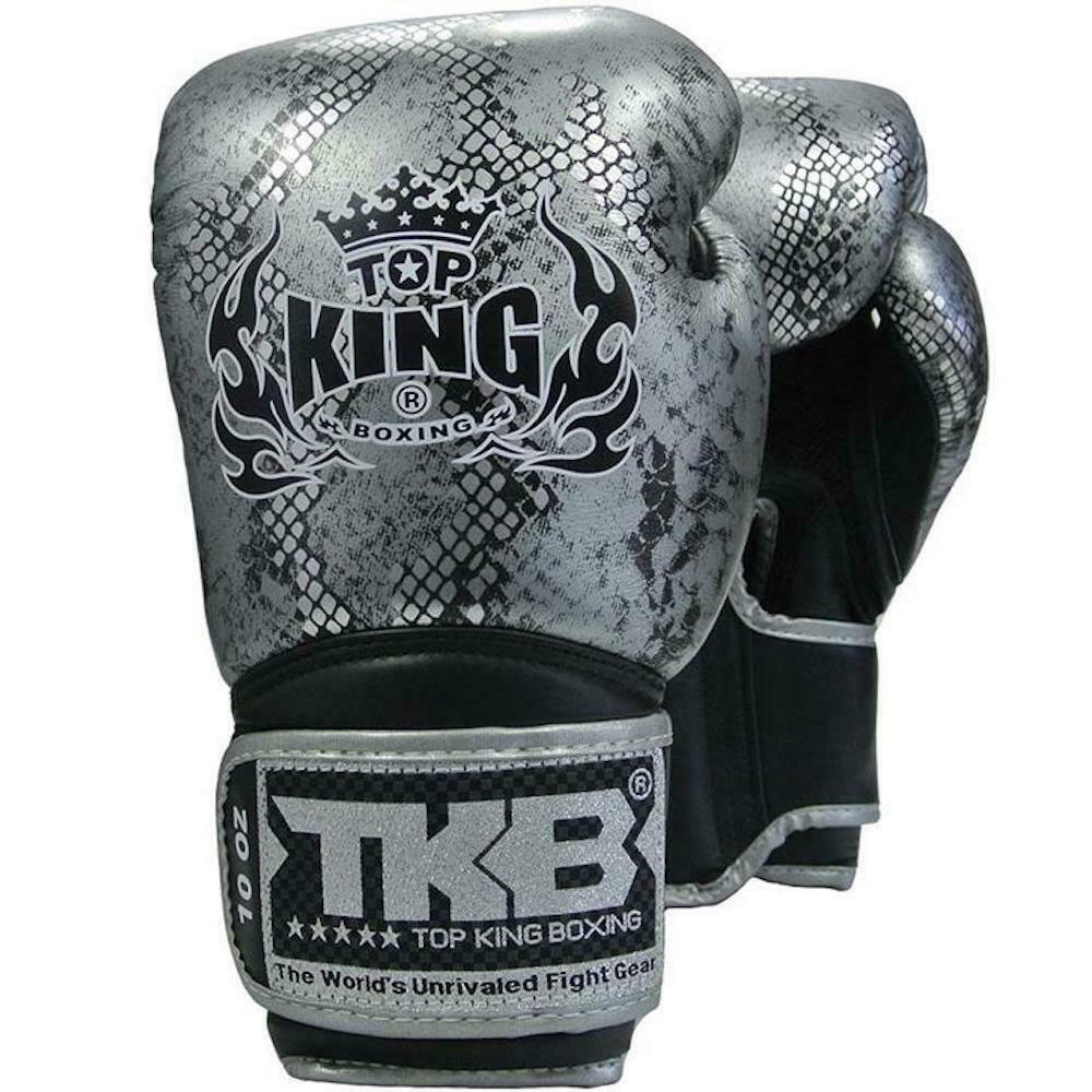 Top King "Snake" Boxing Gloves Silver Front