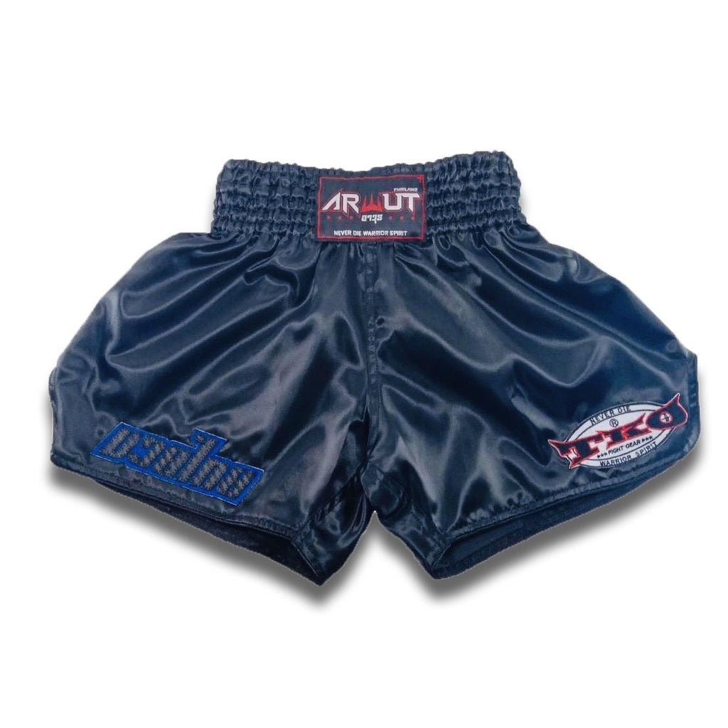 Arwut Classic Black Muay Thai Shorts Black/Blue