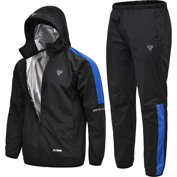 RDX Sauna Suit Black with Blue Top and Bottoms