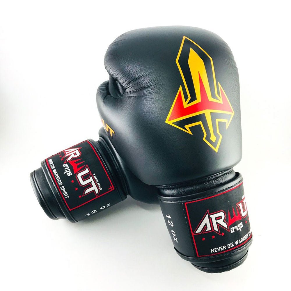 Arwut Muay Thai Boxing Gloves BG1-Black-8oz-AWT-BG1-BLACK-8