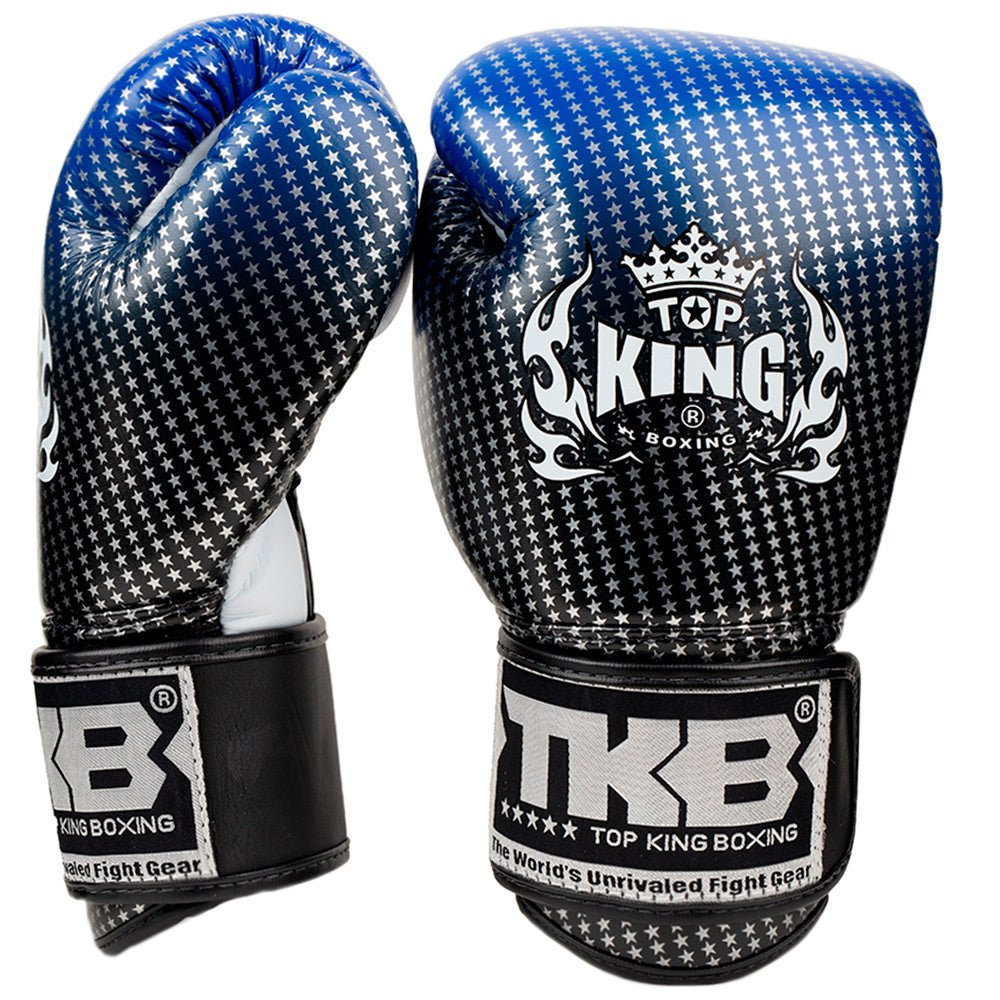 Top King Blue Super Star Muay Thai Boxing Gloves Top View