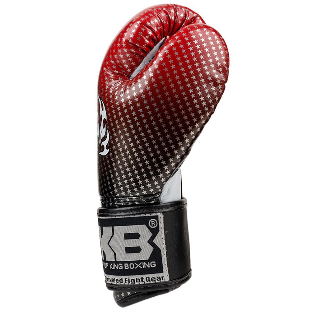 Top King Red Super Star Muay Thai Boxing Gloves Side Thumb View