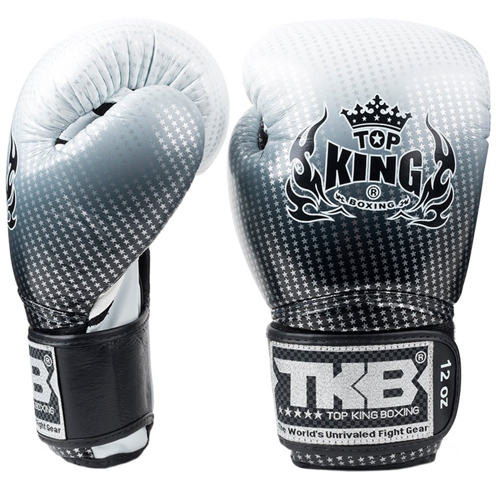 Top King Silver Super Star Muay Thai Boxing Gloves Top View