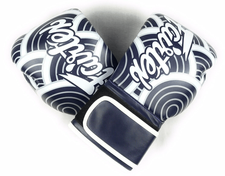 Fairtex Dark Blue Boxing Gloves Japanese Art Design